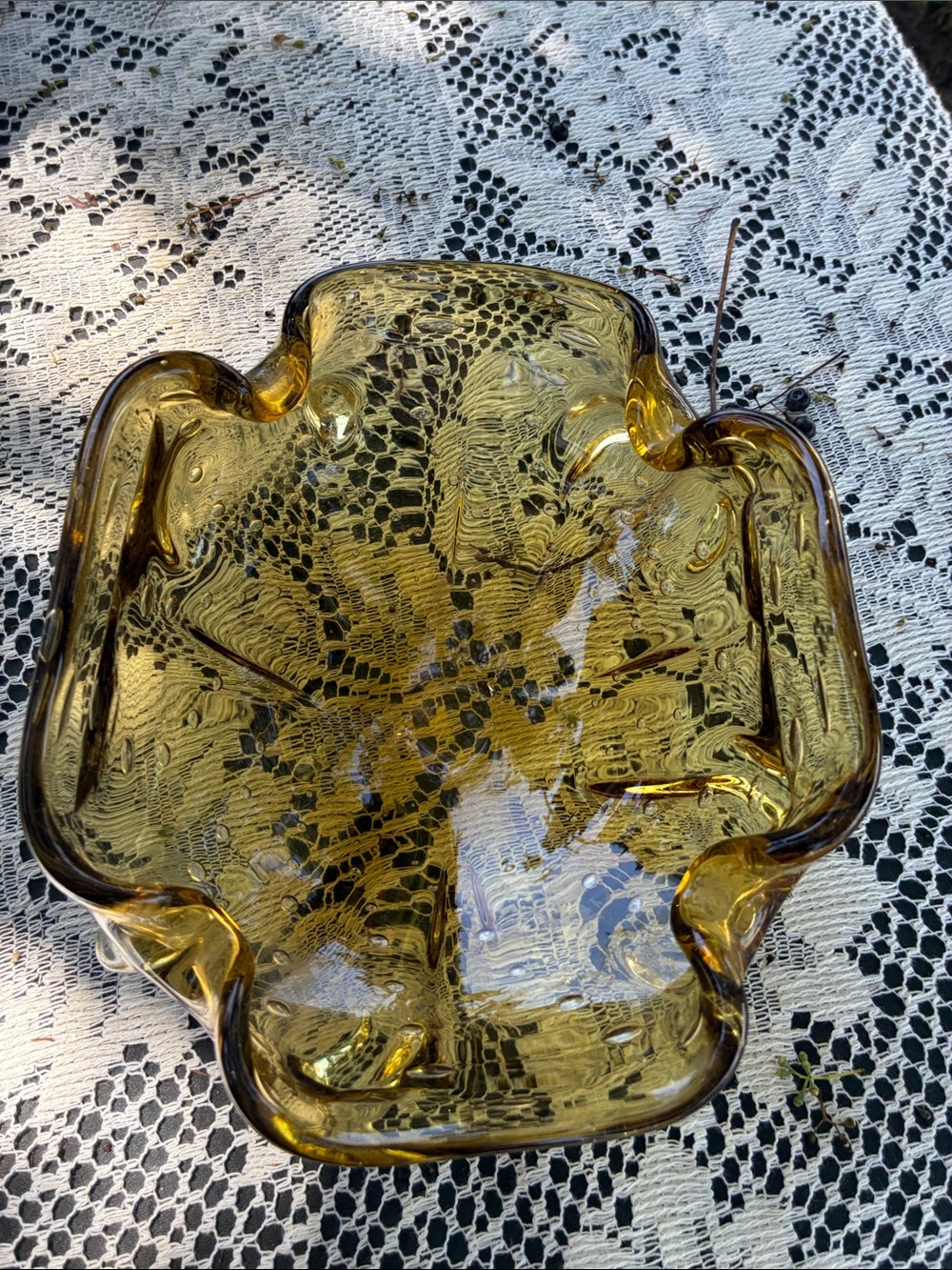 Amber Glass Decorative Bowl - Handblown Home Art ventige
